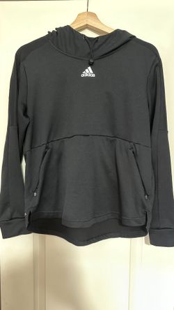 adidas Black Hooded Training Top with White Logo
