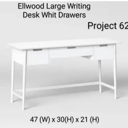 Brand New Ellwood Large Writing Desk With Drawers White Project 62
