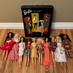Vintage Barbie Case and Barbie Dolls Toy Lot