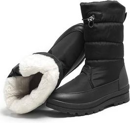 NEW SZ 7 Women Insulated Winter Snow Boots Fur Lined Black White Wide Water-resistant Mid Calf Boot Hiking Working Outdoors Warm


Sole material: Poly