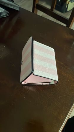 Victoria’s Secret Pink and White Striped Compact Trifold Wallet