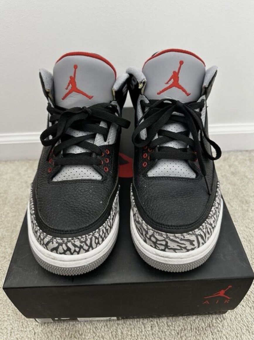 %100 Authenticity Guarantee, Size 10.5 - Jordan 3 Retro OG Mid Black Cement