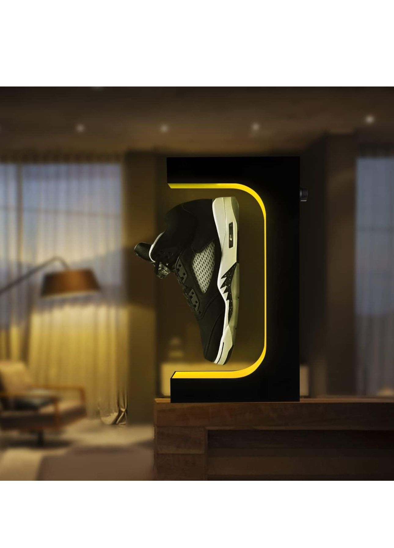 UVEHAS Levitating Shoe Display Stand 16 Colors LED Light Magnetic Levitation Sneaker Stand with Remote Rotating Floating Shoes Rack for Shoes