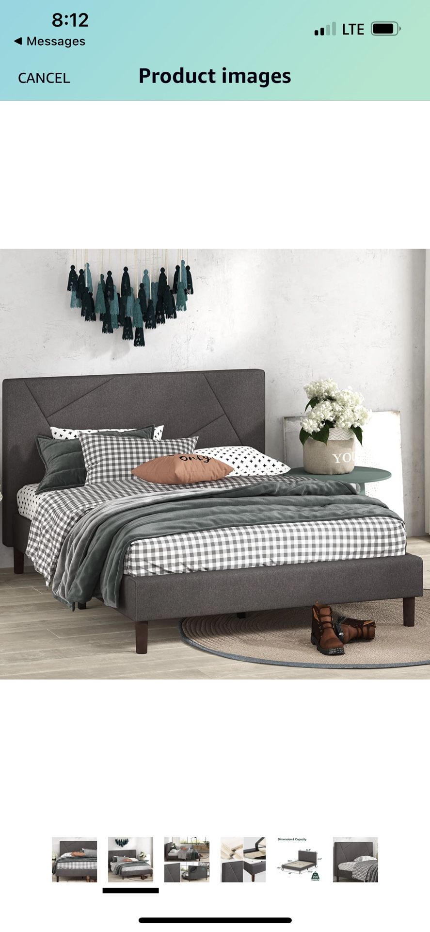 Zinus Judy Upholstered Platform Bed Frame / Mattress Foundation / Wood Slat Support / No Box Spring Needed / Easy Assembly, Queen,Grey