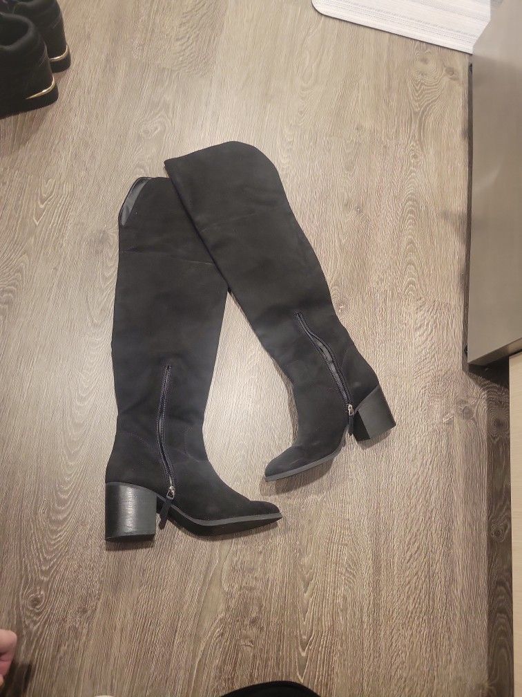 Over The Knee Suede Black Boots