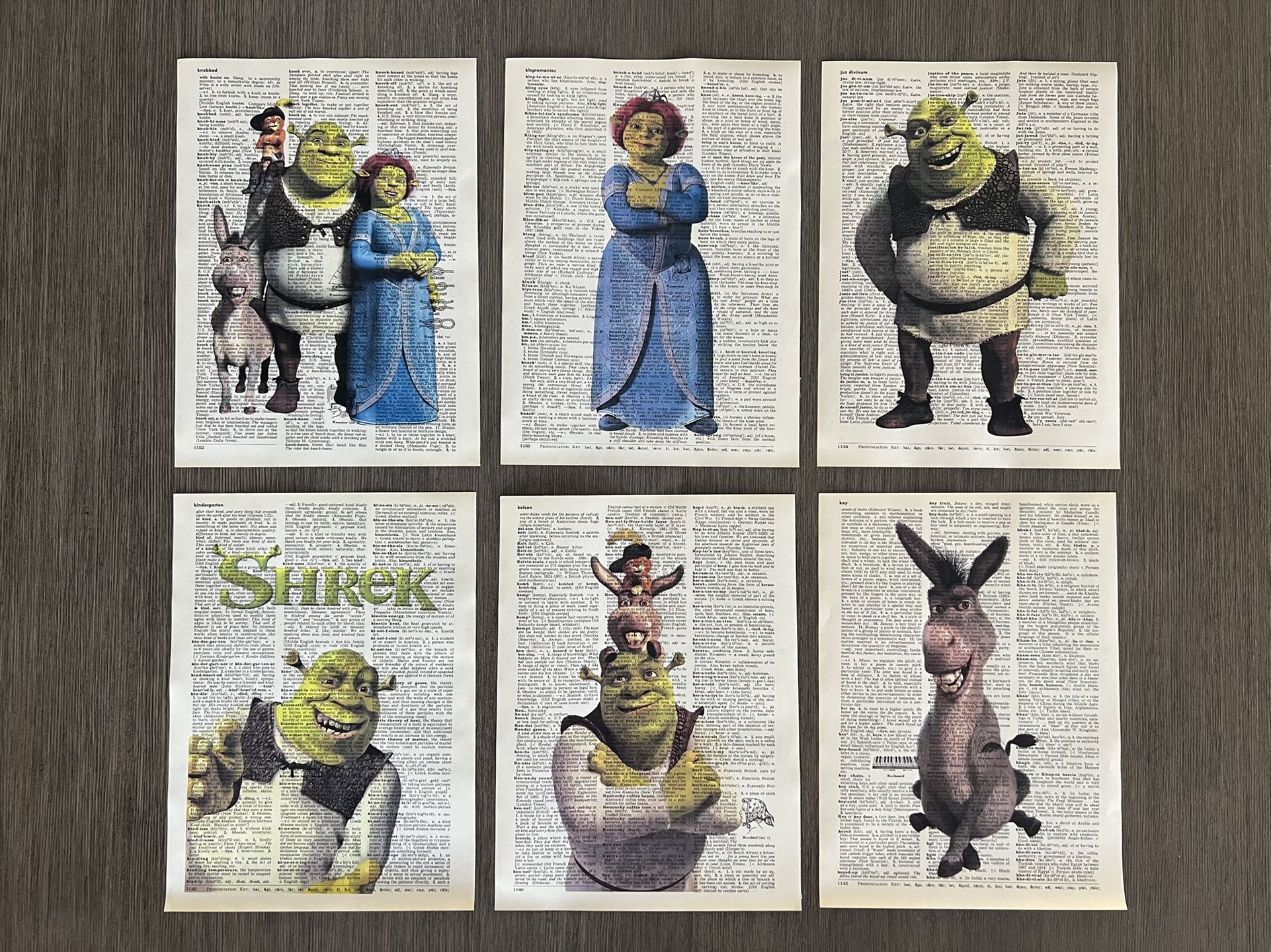 Shrek Themed Dictionary Prints - Set of 6