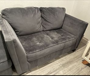 Microfiber Love Seat And Ottoman 