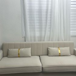 White Gold Two Seat Couch 