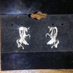 SILVER UNICORN PEGASUS EARRINGS