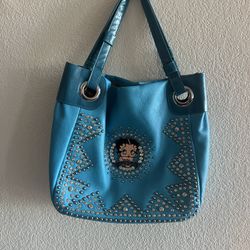 LIKE NEW!! Betty Boop Blue Large Diamond Studded Purse. 