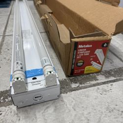 4 ft. 64-Watt Equivalent 2-Lamp Strip Light Luminaire Plus LED T8 Tube Bundle, 4000K, UNV Non-Dim