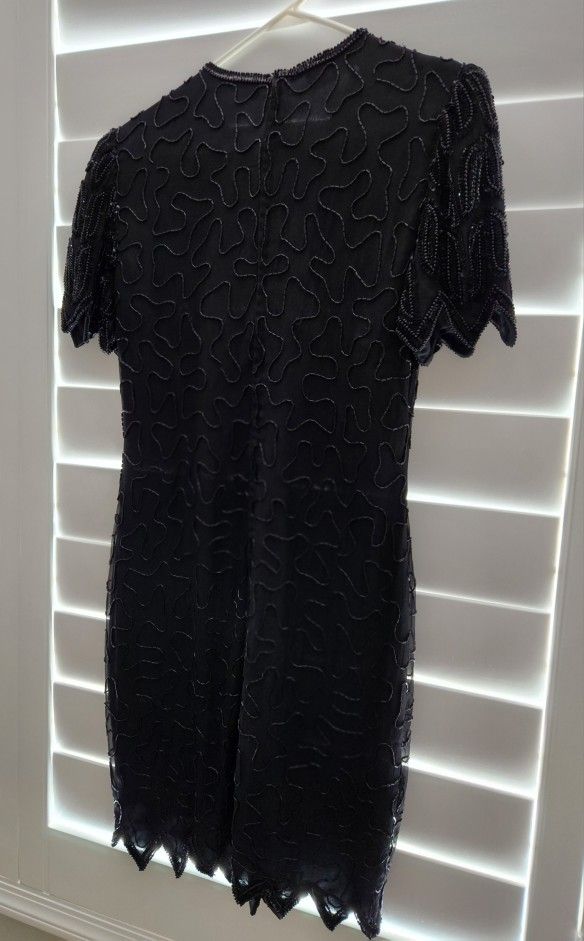SILK SEQUINED HOLIDAY DRESS PETITE SMALL