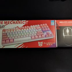TRI-MODE WIRELESS WIRED RGB PINK MECHANICAL KEYBOARD - AJAZZ x NACODEXx WIRELESS/WIRED GAMING MOUSE COMBO