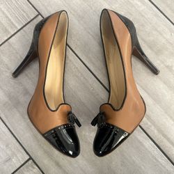 J.Crew Woman’s Size 11 Tassel Black and Brown Heels Made In Italy