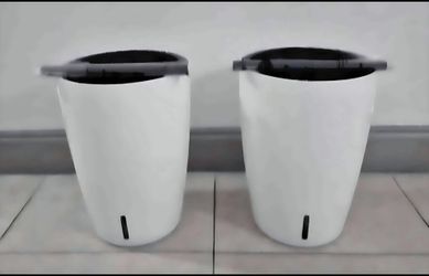 *** NEW LOW PRICE *** PAIR of 16" White / Black Self Watering Planters (2 for $40) @ Lasting Creations