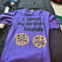 Purple yellow I spent my birthday inside underground SoundCloud  smile emoji size medium / small tee