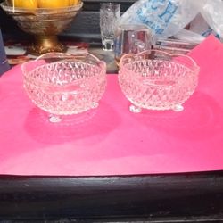 Set of 2 Vintage footed diamond point pattern