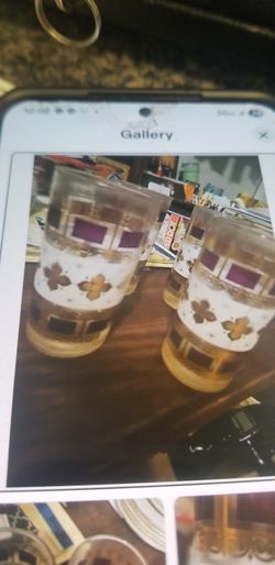 4  VTG  Mid Century 22 K Gold & purple Glasses