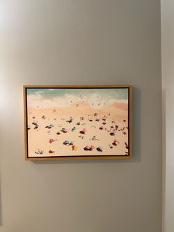 3 Framed Wall Art Pieces - Palm Trees, Beach Scene & 36" Pastel Abstract - $100 (West Loop)