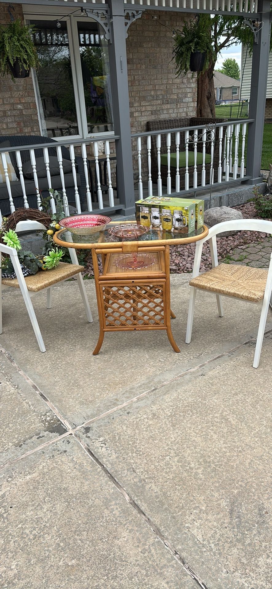 Vintage Rattan And Wicker Table And Chairs , Will Sell Separately,,, See Description Below