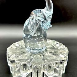 Glass Elephant Paperweight with Controlled Bubbles, Vintage; Bullicante