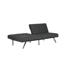 SECTIONAL FUTON SOFA BED WITH CONVERTIBLE CHAISE LOUGER, GRAY LINEN