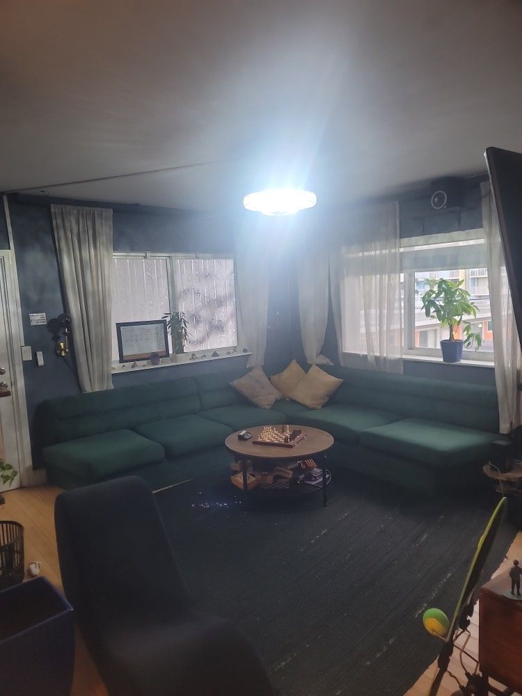 Green Sofa Set Circle Table Included