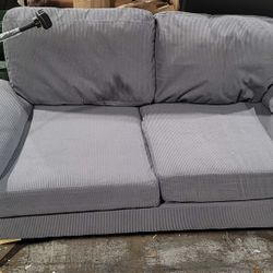 MELLCOM 61-inch L-shaped convertible sectional sofa, corduroy fabric, two-seater set with chaise lounge and detachable phone holder, suitable for livi