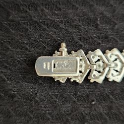 Sterling Silver 925 Simulated Diamond Tennis Bracelet  Stamped 925 Mexico 