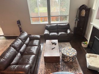 Leather couch and loveseat