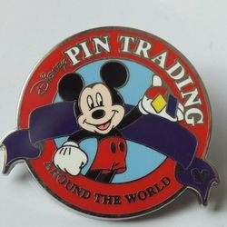 Disney Hidden Mickey Completer Pin - Dark Orange Pin Trading Logo - 2008