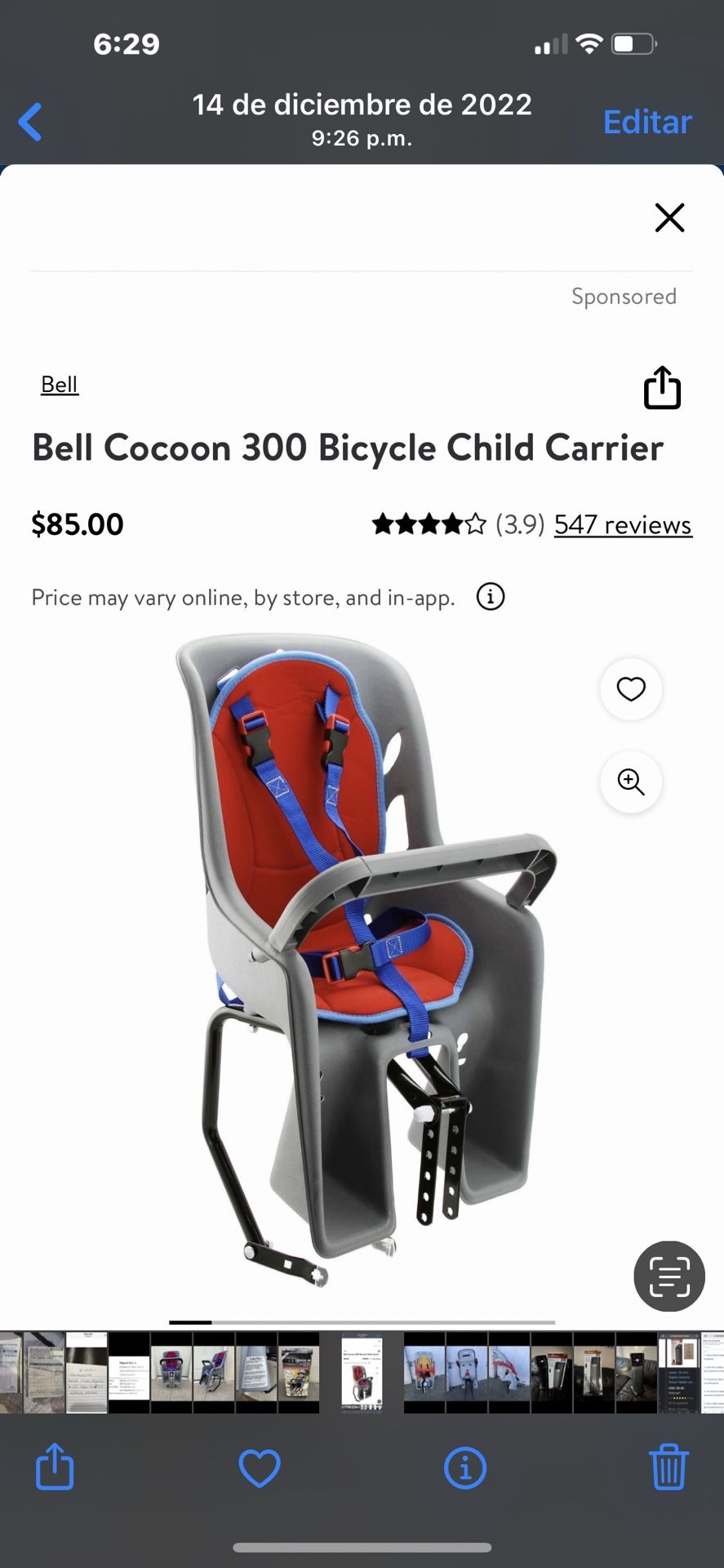 BELL COCOON BIKE SEAT
