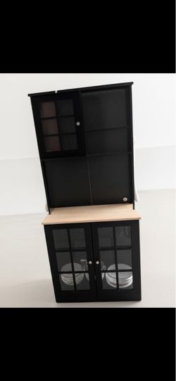 HOMCOM Freestanding Kitchen Pantry 4-Door Buffet Cabinet with Hutch