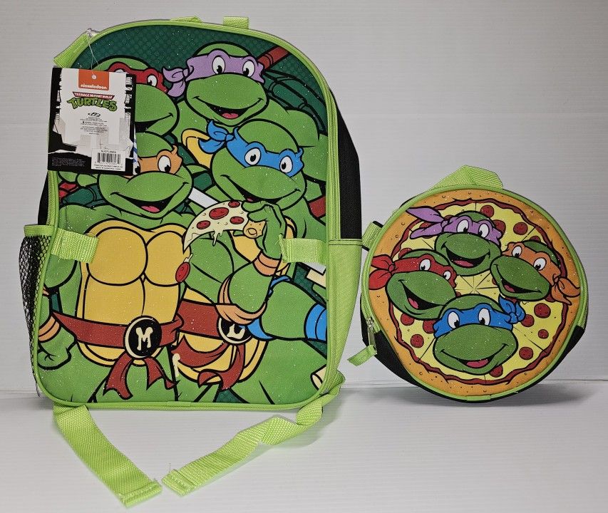 Teenage Mutant Ninja Turtles Backpack 16" w/Detachable Lunch Bag 9" NEW w/Tags