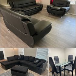 YOUR CHOICE OF 3 PIECE SOFA SET OR SECTIONAL & 5 PIECE DINING SET $895! INCLUDING DELIVERY!! 