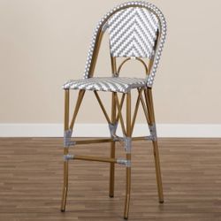 Baxton Studio Ilene 47 in. Gray and White Bar Stool