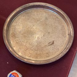 Silver Round Serving Tray 15” Diameter