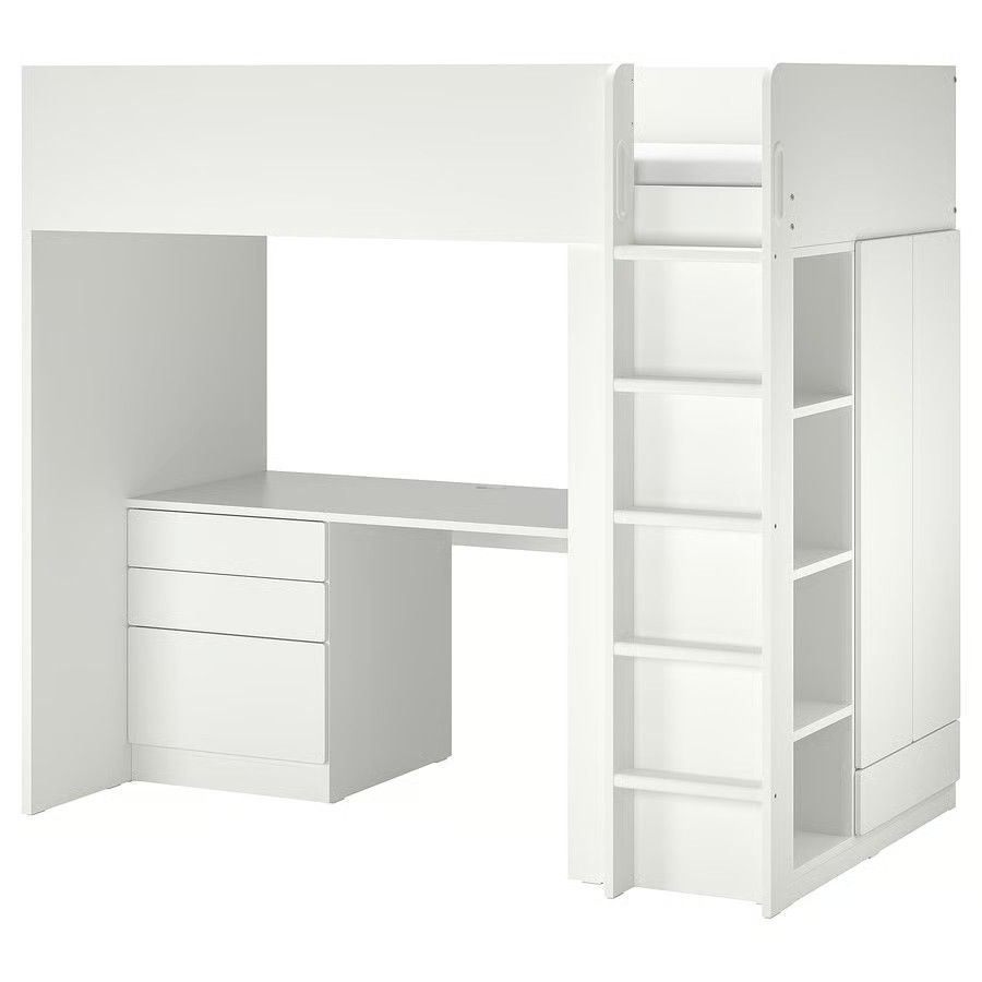 IKEA Bed With Desk And Side Wardrobe.