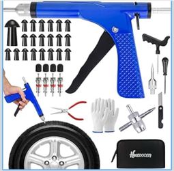 Tubeless Tire Gun Puncture Repair Kit with 20 Mushroom Plugs, for Tire Punctures and Flats on Cars, ATV, Trucks, Motorcycles & Tractors,Quick Repair, 