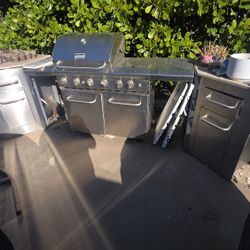 Stainless Steel Grill With Shelves And Counter $80