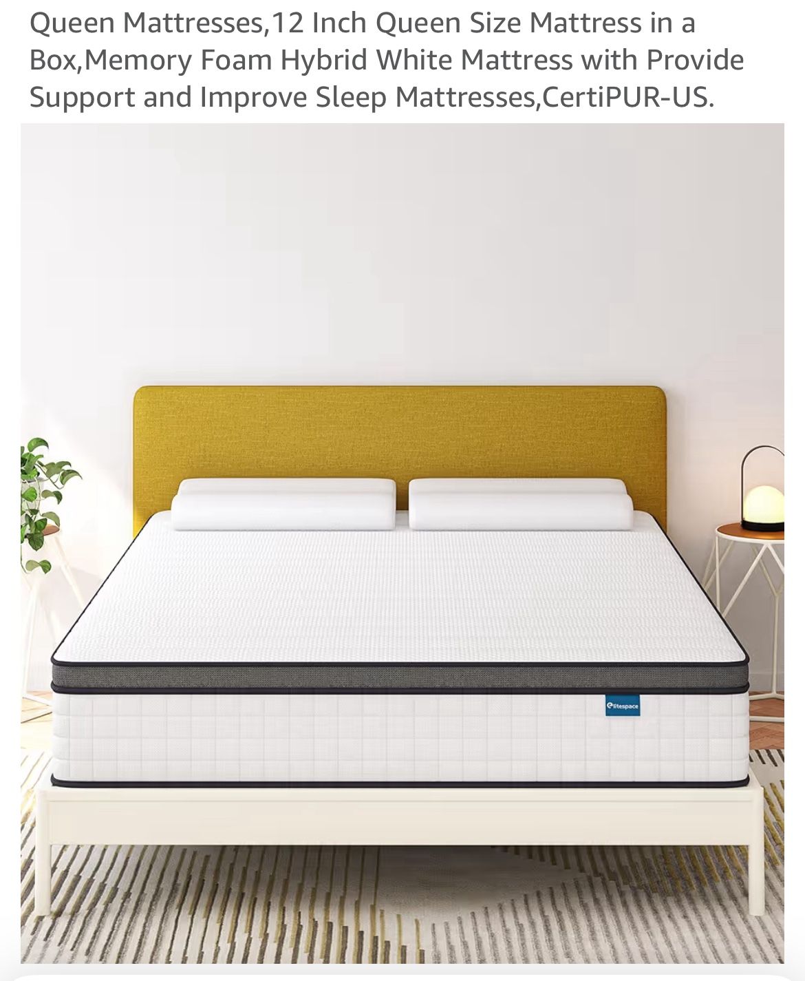 Queen bed/Memory Foam+ Frame - Great Condition