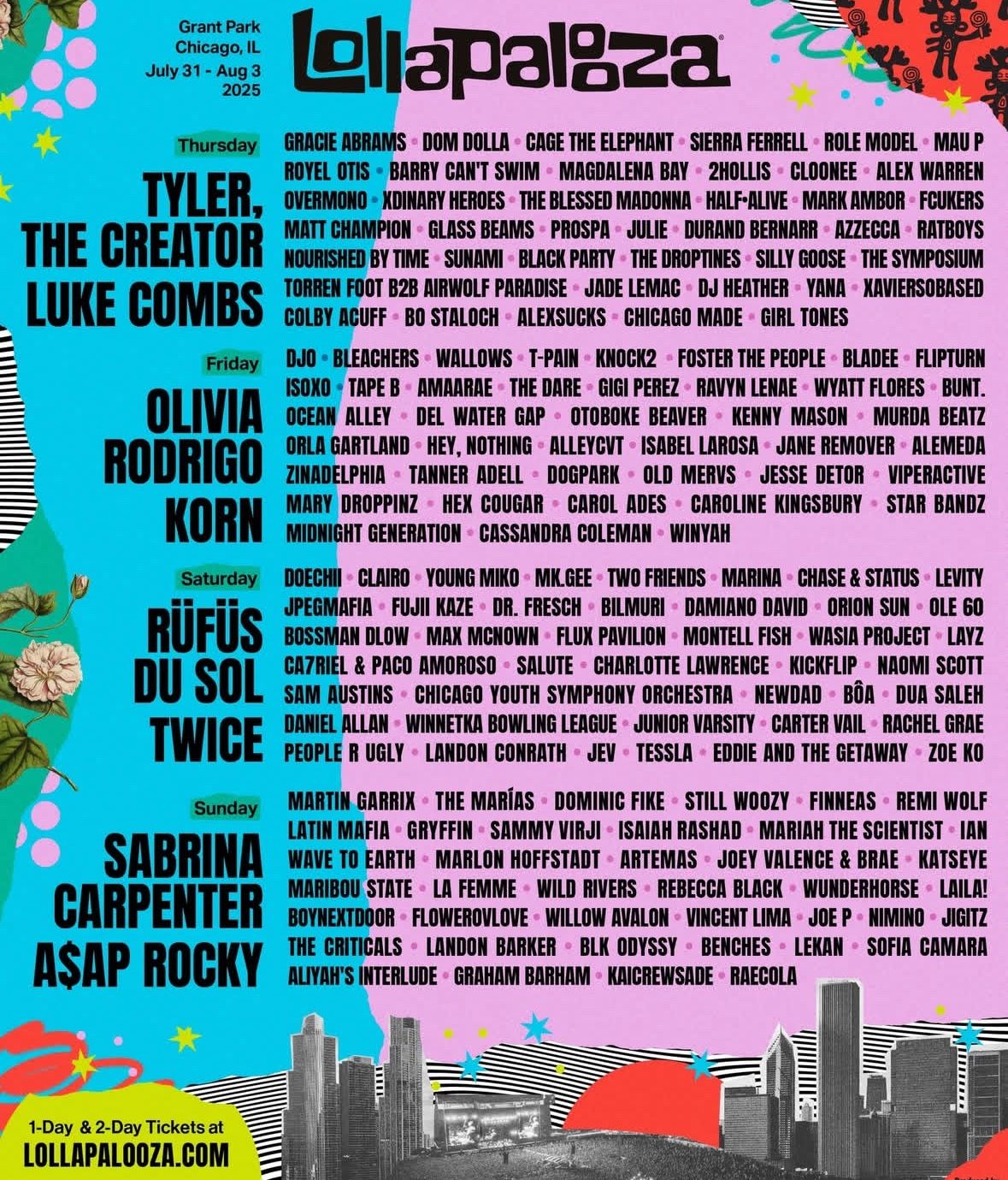 Lollapalooza 2025 4 Day GA Ticket