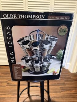 Olde Thompson Rotating Spice Rack with 20 Filled Jars — New