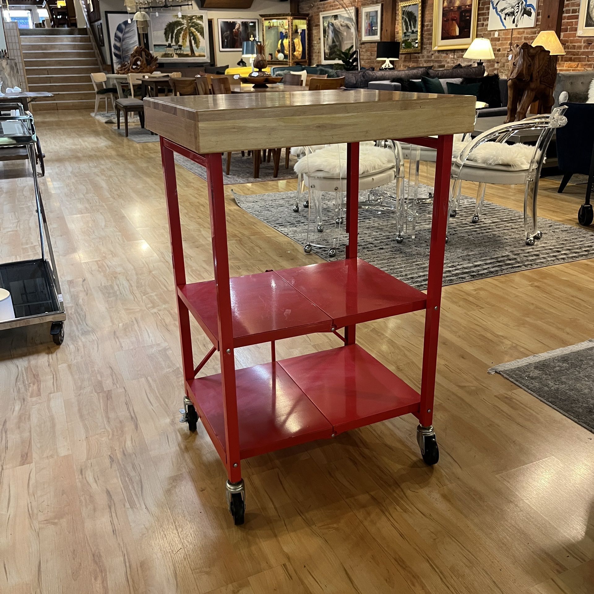 Rolling Red Kitchen Cart