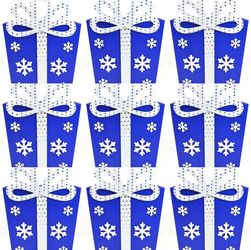 Christmas Holiday Bow Blue Snowflake Gift Box Present Tubs
