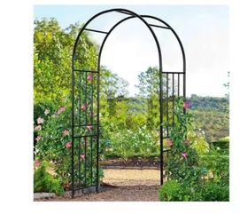 Gymax 7.2Ft Garden Arch Steel Arbor Wedding Garden Decoration Climbing Plants w/Stakes
