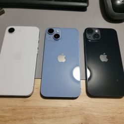 iPhone 16e 128gb White and iPhone 14 128gb Blue and Midnight for Att or Cricket