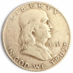 1951-D Franklin Half Dollar 90% Silver Denver Mint Circulated US Coin 50C