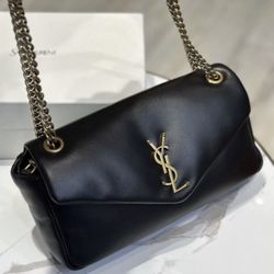 Saint Laurent Black Leather Chain Shoulder Bag
