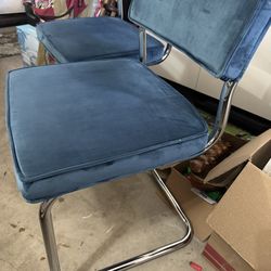 Mid century cesca style chairs blue velvet